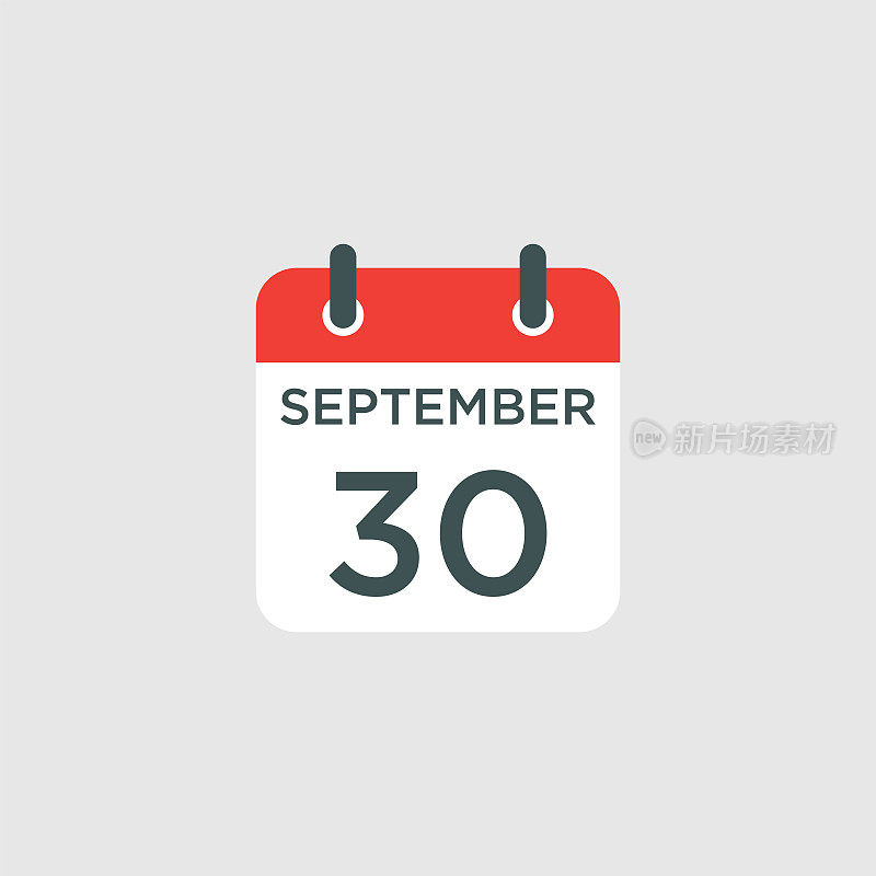 日历- 9月30日图标插图孤立向量符号符号